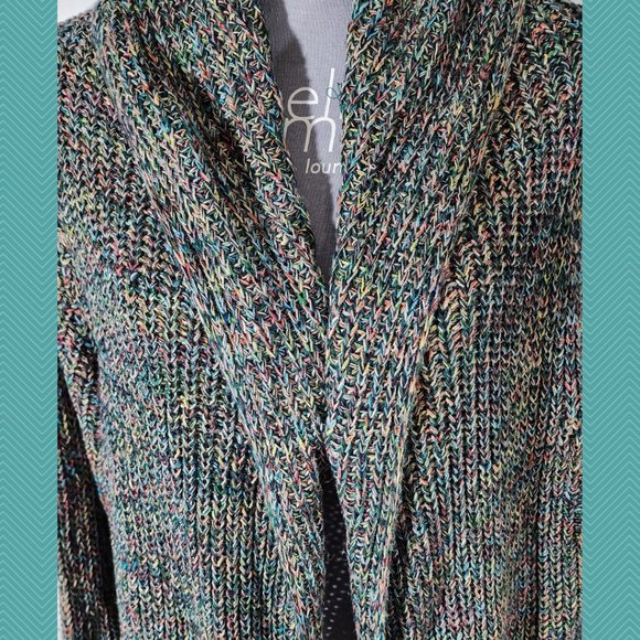Hilary Radley for Katherine Barclay Multicolor Ribbed Knit Open Front Cardigan - Picture 2 of 6